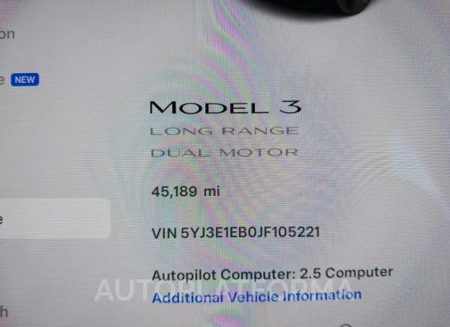 TESLA MODEL 3 2018 vin 5YJ3E1EB0JF105221 from auto auction Iaai