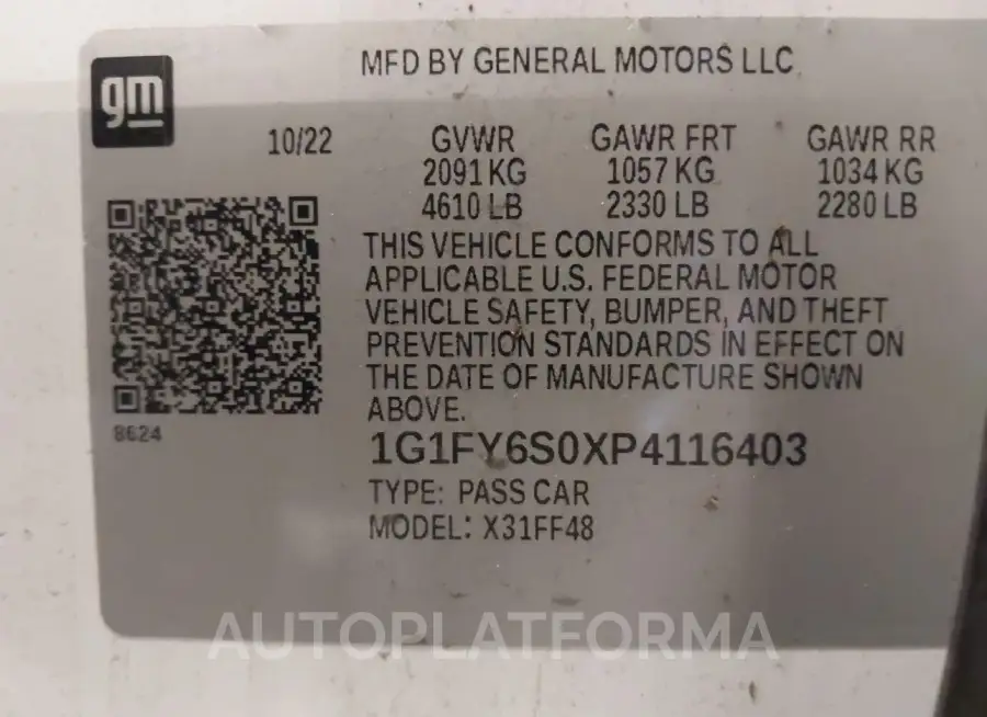 CHEVROLET BOLT EUV 2023 vin 1G1FY6S0XP4116403 from auto auction Iaai