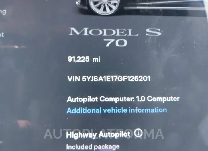 TESLA MODEL S 2016 vin 5YJSA1E17GF125201 from auto auction Iaai