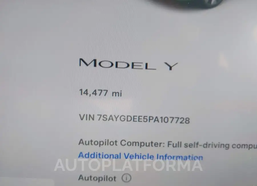 TESLA MODEL Y 2023 vin 7SAYGDEE5PA107728 from auto auction Iaai