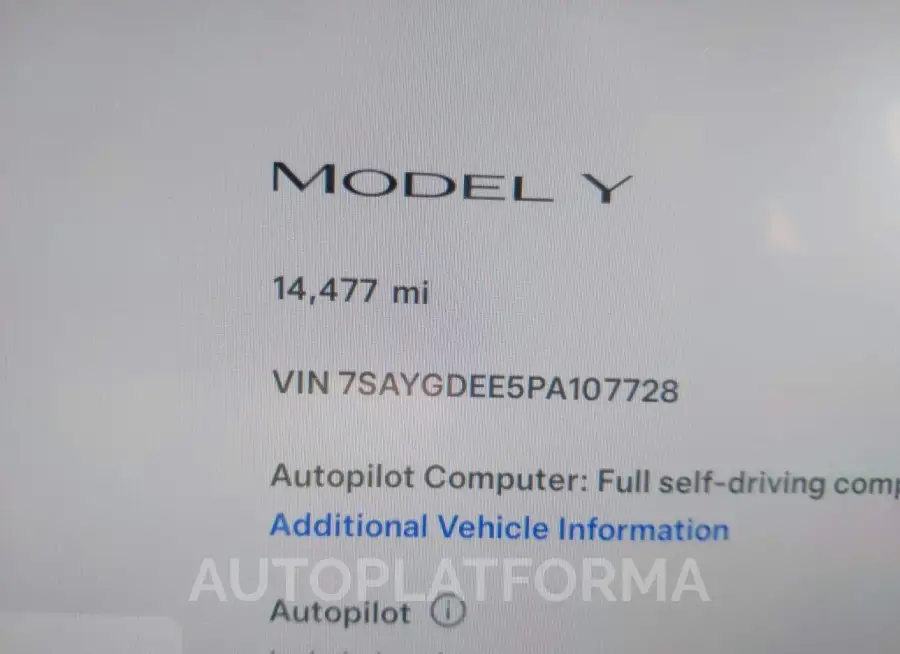 TESLA MODEL Y 2023 vin 7SAYGDEE5PA107728 from auto auction Iaai