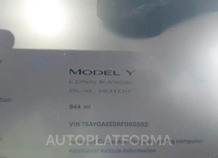 TESLA MODEL Y 2024 vin 7SAYGAEE0RF060502 from auto auction Iaai