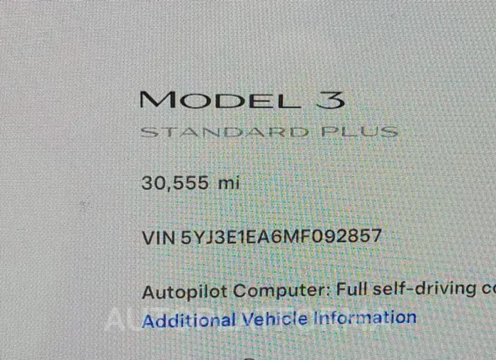 TESLA MODEL 3 2021 vin 5YJ3E1EA6MF092857 from auto auction Iaai