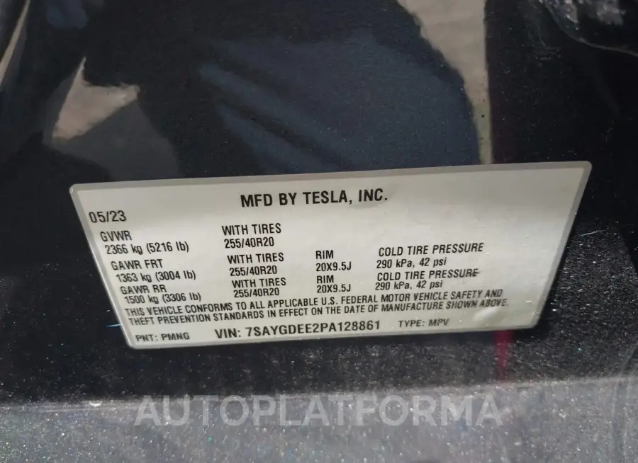 TESLA MODEL Y 2023 vin 7SAYGDEE2PA128861 from auto auction Iaai