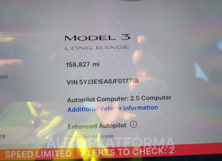 TESLA MODEL 3 2018 vin 5YJ3E1EA8JF017718 from auto auction Iaai