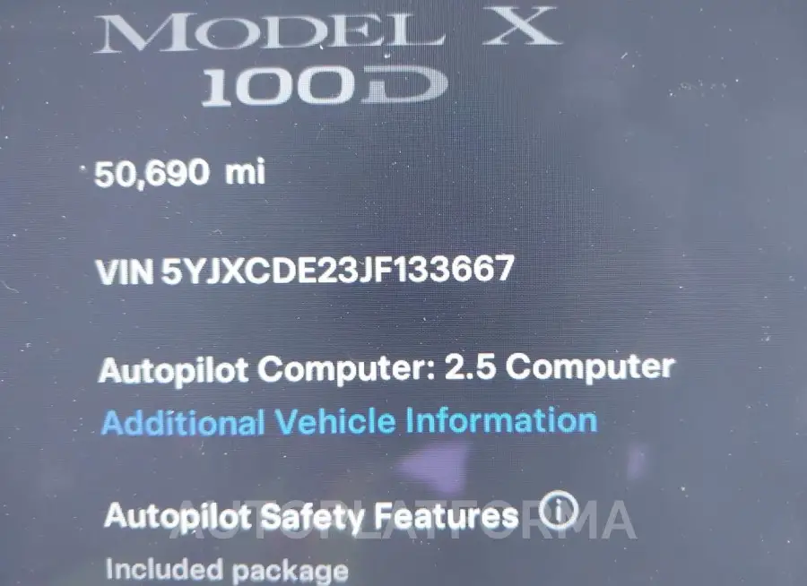 TESLA MODEL X 2018 vin 5YJXCDE23JF133667 from auto auction Iaai