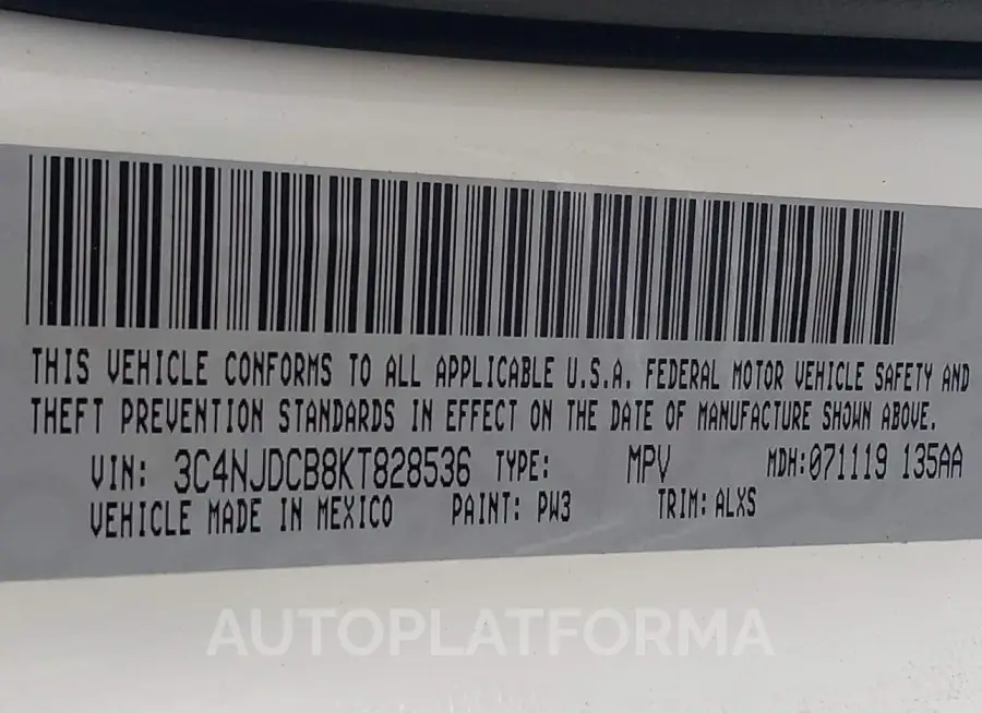 JEEP COMPASS 2019 vin 3C4NJDCB8KT828536 from auto auction Iaai