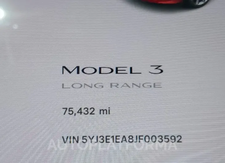 TESLA MODEL 3 2018 vin 5YJ3E1EA8JF003592 from auto auction Iaai