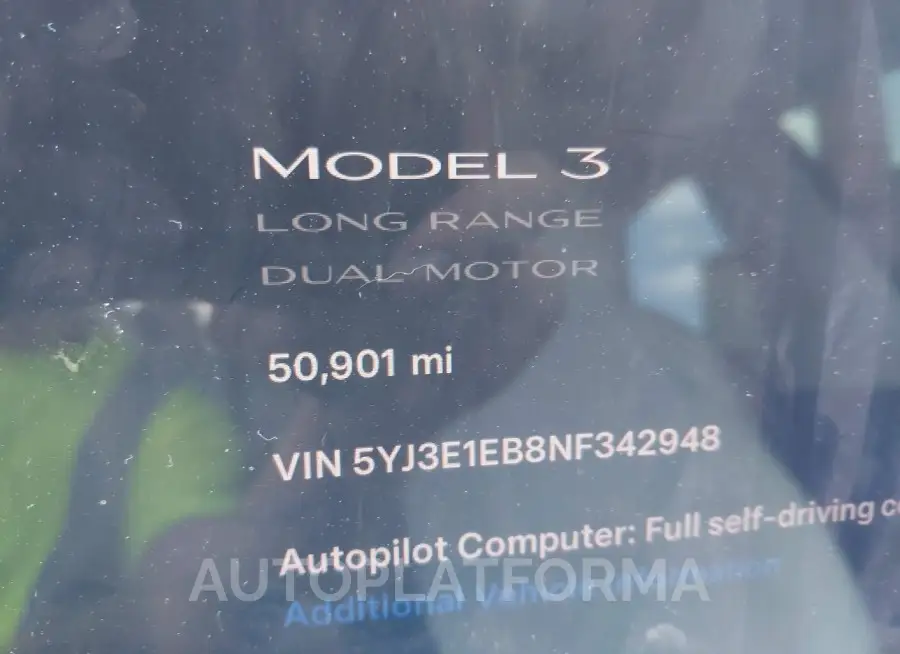 TESLA MODEL 3 2022 vin 5YJ3E1EB8NF342948 from auto auction Iaai