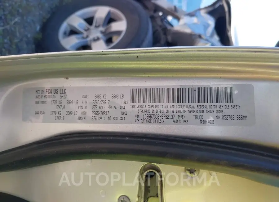 RAM 1500 2017 vin 1C6RR7GG6HS792137 from auto auction Iaai