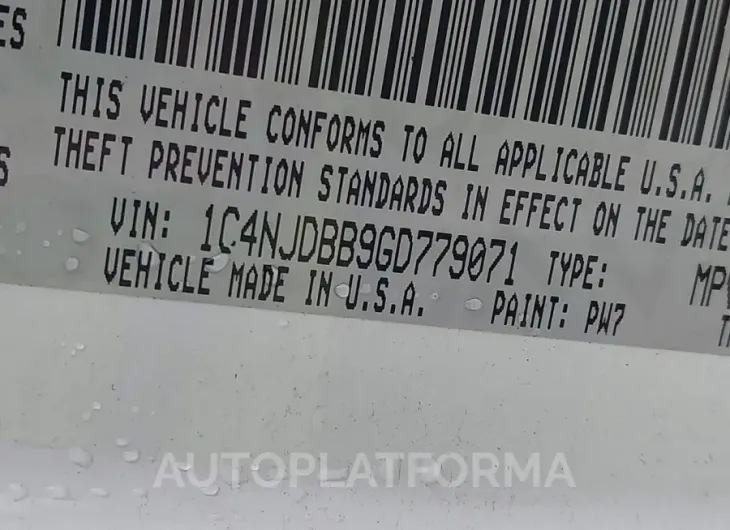 JEEP COMPASS 2016 vin 1C4NJDBB9GD779071 from auto auction Iaai