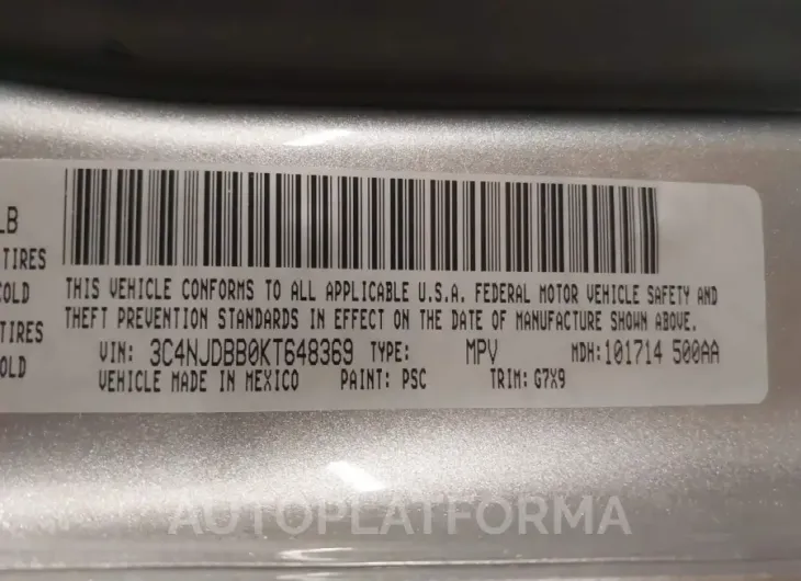 JEEP COMPASS 2019 vin 3C4NJDBB0KT648369 from auto auction Iaai