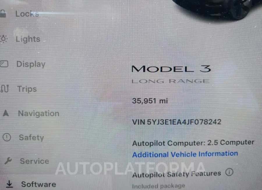 TESLA MODEL 3 2018 vin 5YJ3E1EA4JF078242 from auto auction Iaai