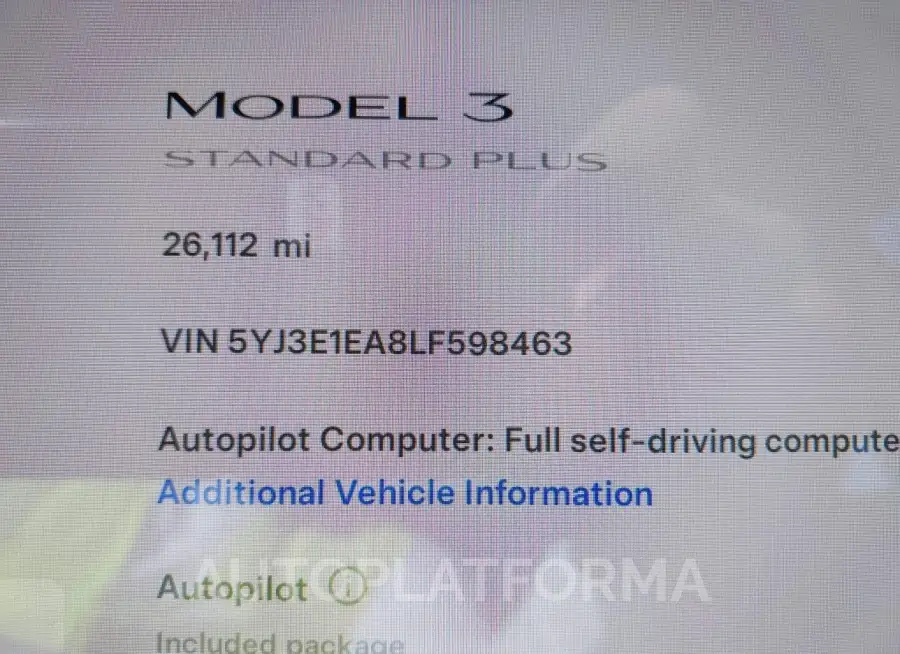 TESLA MODEL 3 2020 vin 5YJ3E1EA8LF598463 from auto auction Iaai