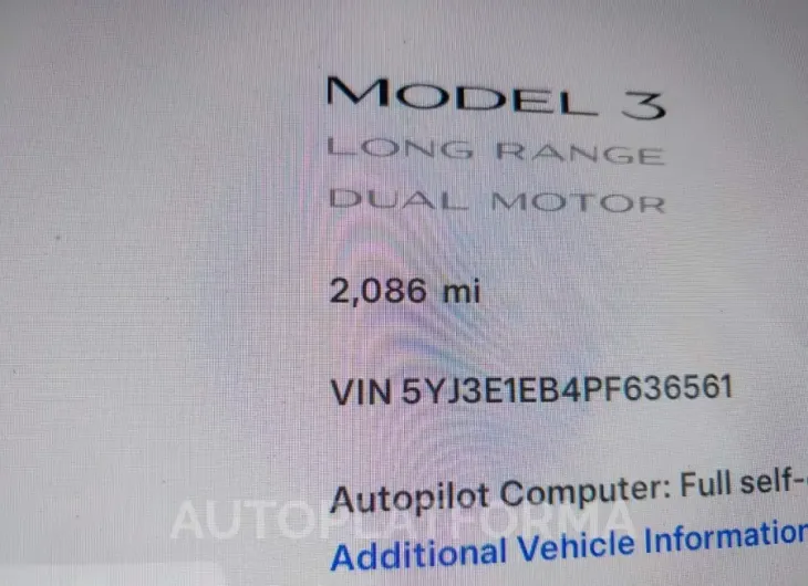 TESLA MODEL 3 2023 vin 5YJ3E1EB4PF636561 from auto auction Iaai