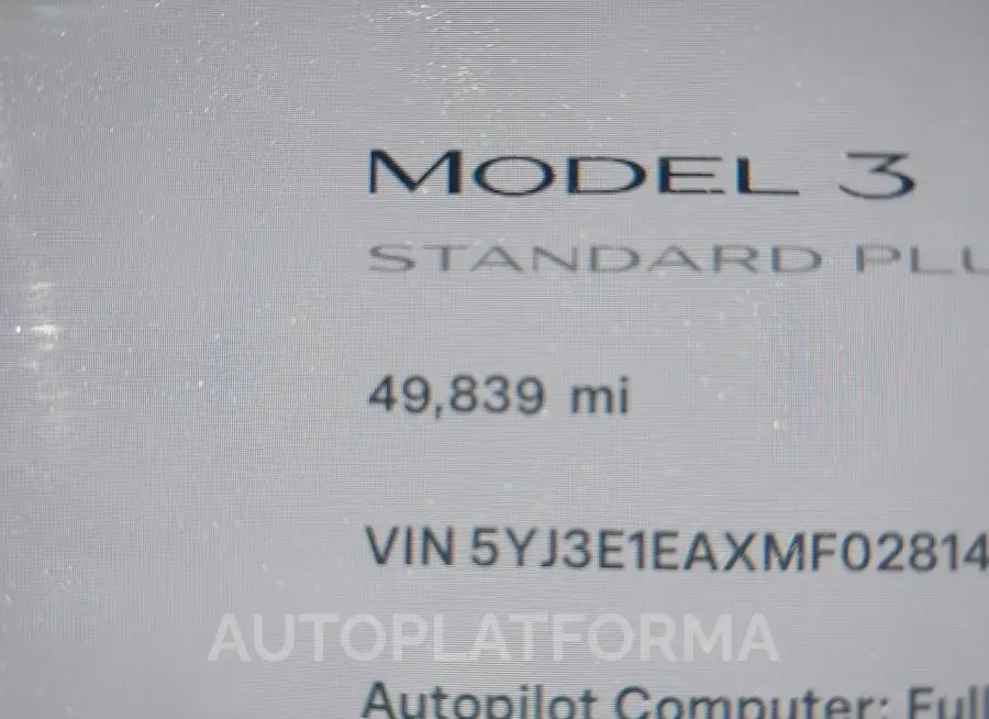 TESLA MODEL 3 2021 vin 5YJ3E1EAXMF028143 from auto auction Iaai