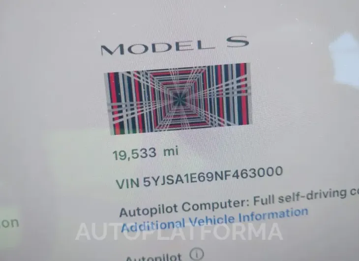 TESLA MODEL S 2022 vin 5YJSA1E69NF463000 from auto auction Iaai