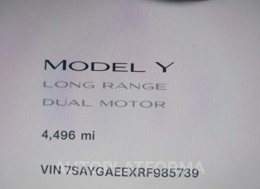 TESLA MODEL Y 2024 vin 7SAYGAEEXRF985739 from auto auction Iaai