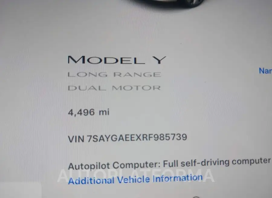 TESLA MODEL Y 2024 vin 7SAYGAEEXRF985739 from auto auction Iaai