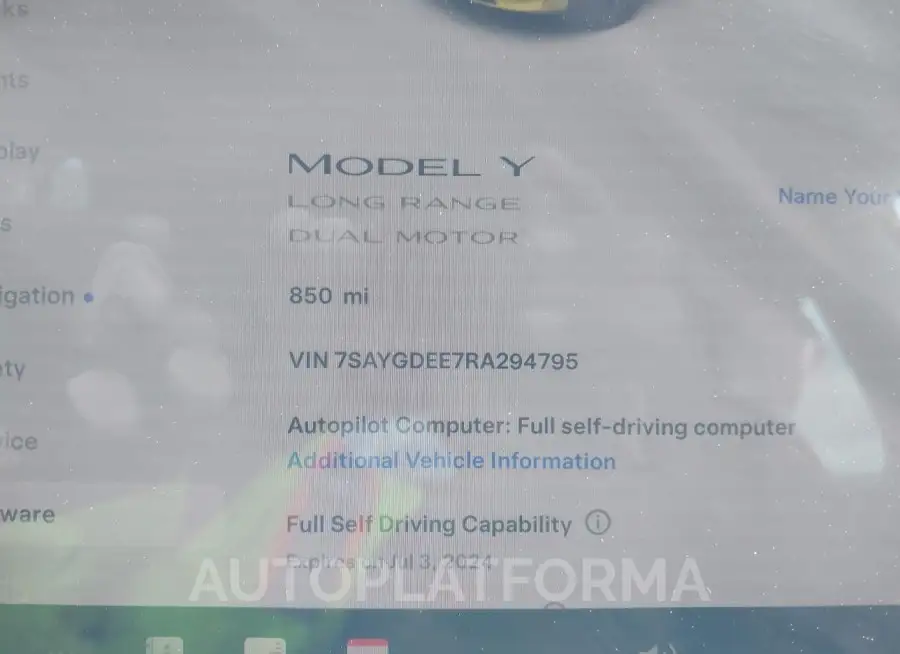 TESLA MODEL Y 2024 vin 7SAYGDEE7RA294795 from auto auction Iaai