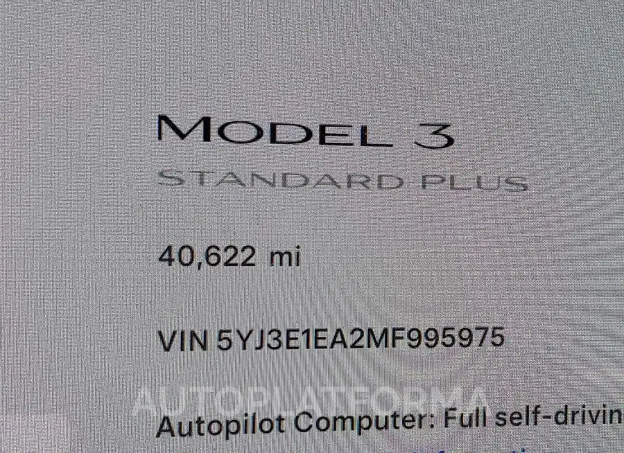 TESLA MODEL 3 2021 vin 5YJ3E1EA2MF995975 from auto auction Iaai