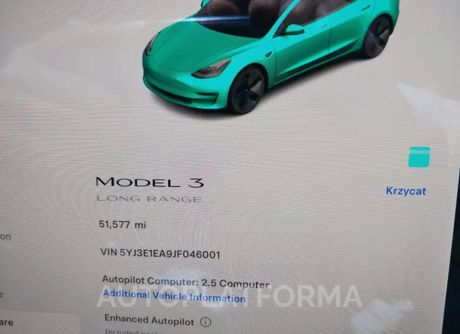 TESLA MODEL 3 2018 vin 5YJ3E1EA9JF046001 from auto auction Iaai