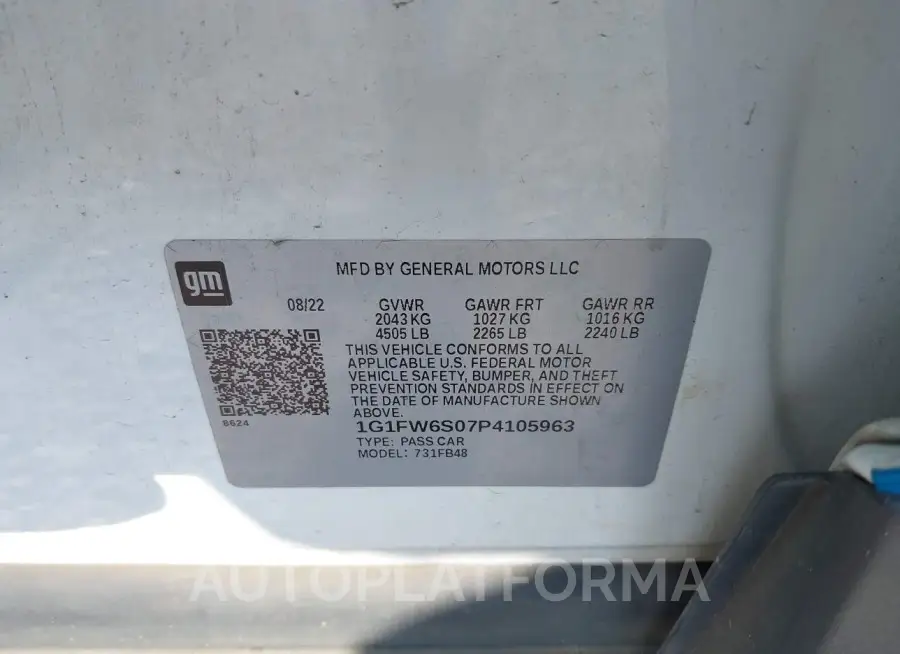 CHEVROLET BOLT EV 2023 vin 1G1FW6S07P4105963 from auto auction Iaai