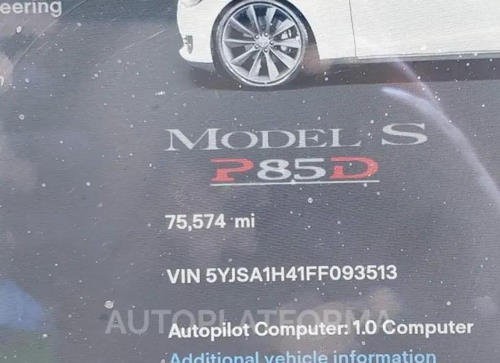 TESLA MODEL S 2015 vin 5YJSA1H41FF093513 from auto auction Iaai