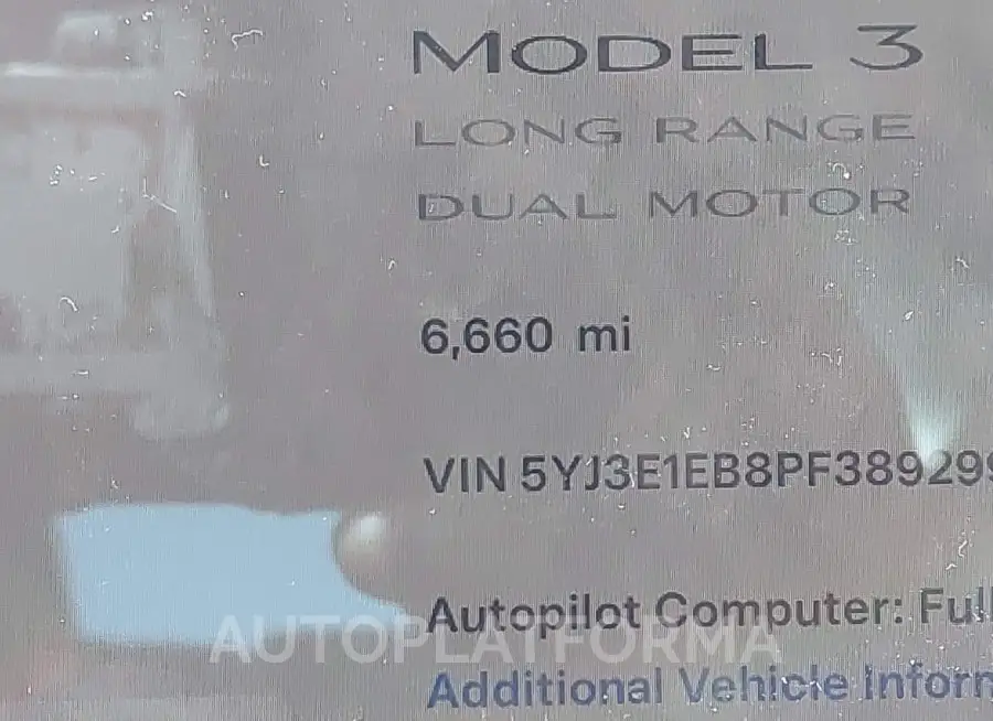 TESLA MODEL 3 2023 vin 5YJ3E1EB8PF389299 from auto auction Iaai