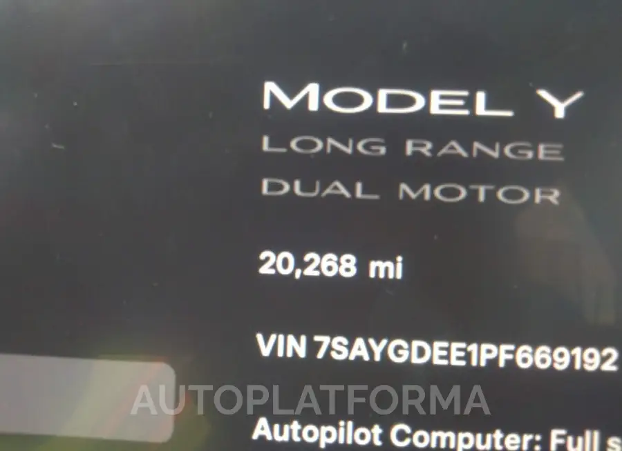 TESLA MODEL Y 2023 vin 7SAYGDEE1PF669192 from auto auction Iaai