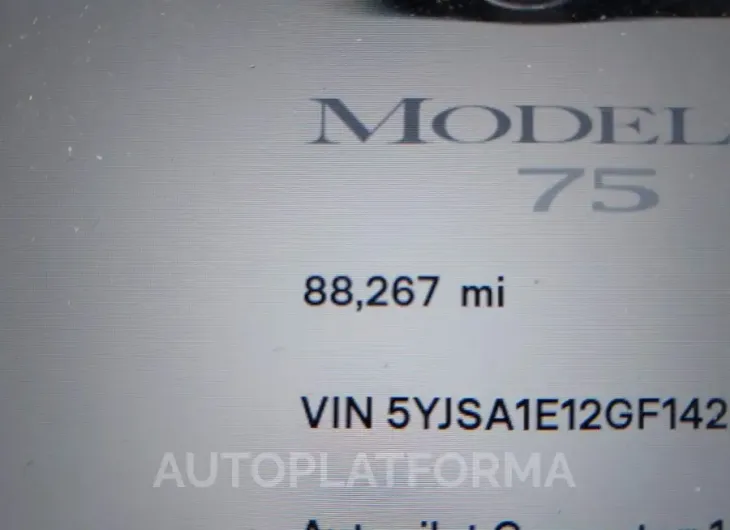 TESLA MODEL S 2016 vin 5YJSA1E12GF142276 from auto auction Iaai