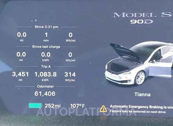 TESLA MODEL S 2016 vin 5YJSA1E25GF176785 from auto auction Iaai