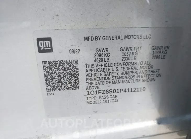 CHEVROLET BOLT EUV 2023 vin 1G1FZ6S01P4112110 from auto auction Iaai