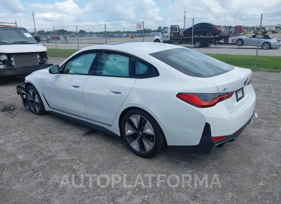 BMW I4 2023 vin WBY43AW03PFP47832 from auto auction Iaai