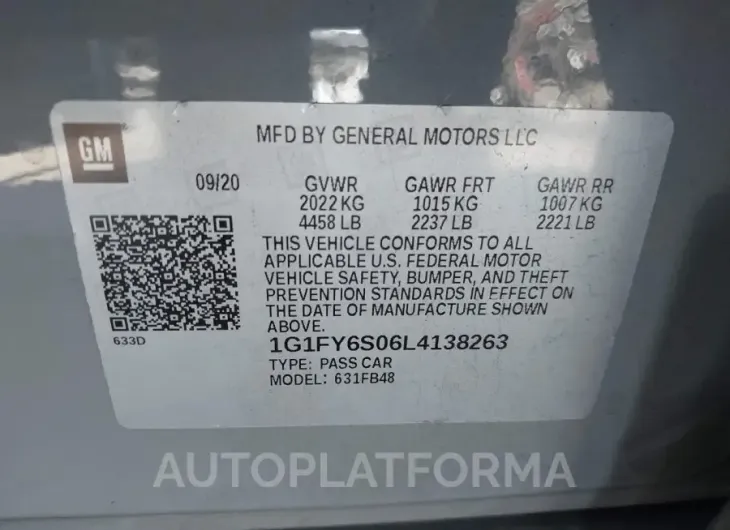 CHEVROLET BOLT EV 2020 vin 1G1FY6S06L4138263 from auto auction Iaai