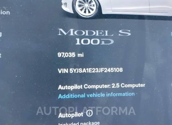 TESLA MODEL S 2018 vin 5YJSA1E23JF245108 from auto auction Iaai