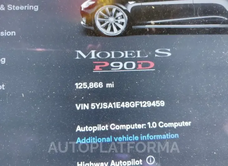 TESLA MODEL S 2016 vin 5YJSA1E48GF129459 from auto auction Iaai