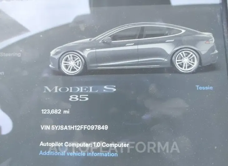 TESLA MODEL S 2015 vin 5YJSA1H12FF097849 from auto auction Iaai