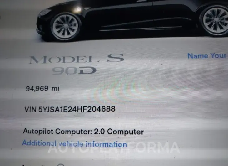 TESLA MODEL S 2017 vin 5YJSA1E24HF204688 from auto auction Iaai