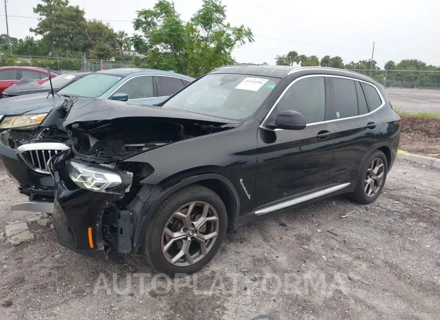 BMW X3 2022 vin 5UX43DP06N9L90870 from auto auction Iaai