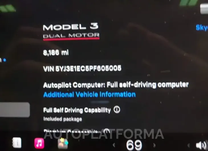 TESLA MODEL 3 2023 vin 5YJ3E1EC5PF605005 from auto auction Iaai