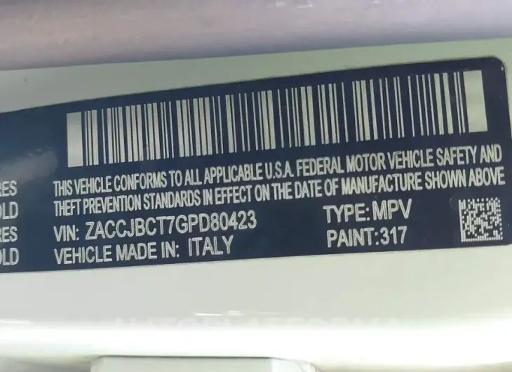 JEEP RENEGADE 2016 vin ZACCJBCT7GPD80423 from auto auction Iaai