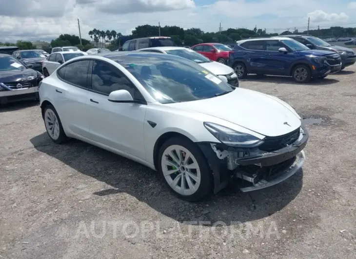 TESLA MODEL 3 2022 vin 5YJ3E1EA1NF312276 from auto auction Iaai