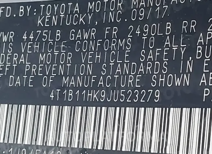 TOYOTA CAMRY 2018 vin 4T1B11HK9JU523279 from auto auction Iaai