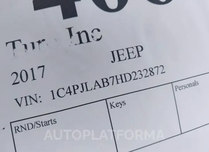 JEEP CHEROKEE 2017 vin 1C4PJLAB7HD232872 from auto auction Iaai